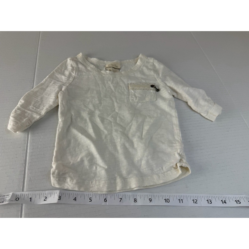 Matilda Jane Girls Toddler Sz 2 Top Long Gather Sleeve Zipper Pocket Cream Ivory
